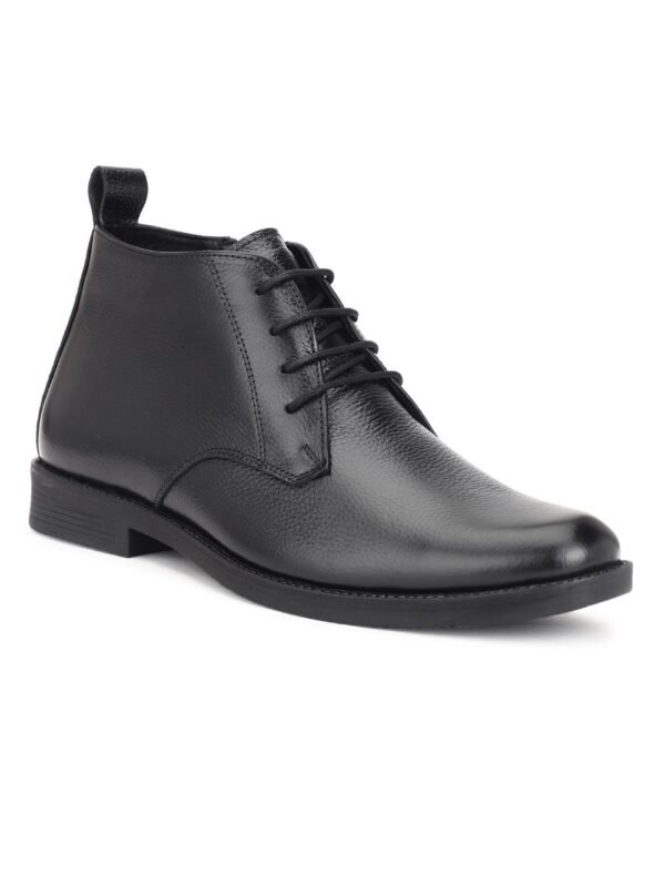 Varito Men's Black Genuine Leather Lace-Up Zipper Ankle Boots